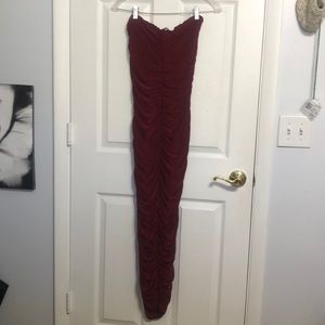 Scarlet bandeau ruched dress